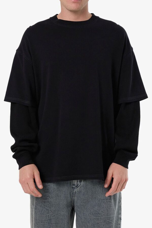 Arts & Industrial Layer Box Fit Oversize Long Sleeve Tee Black