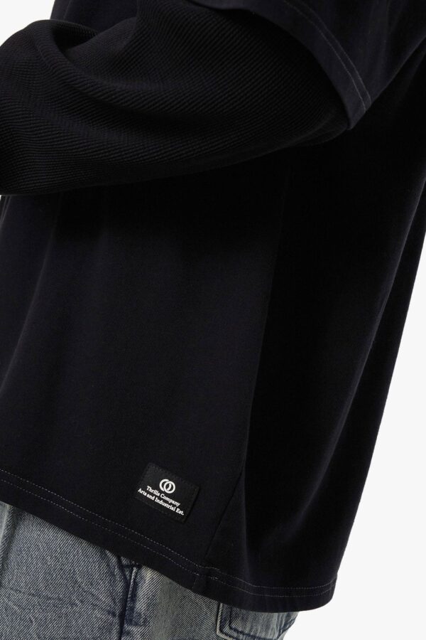 Arts & Industrial Layer Box Fit Oversize Long Sleeve Tee Black - Image 4