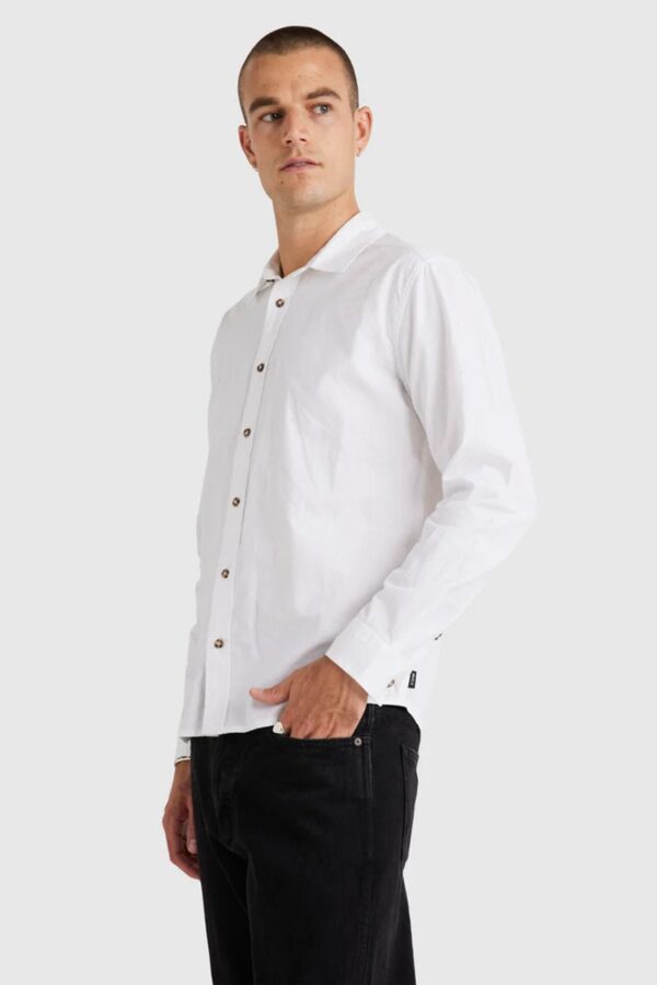 Base Linen Long Sleeve White - Image 3