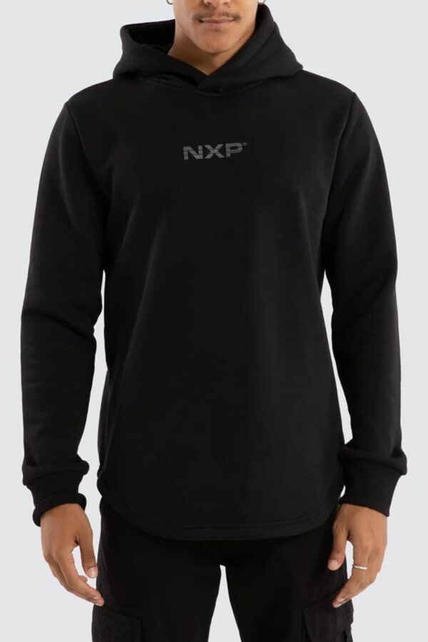 Black Line Dual Curved Hoodie Jet Black