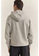 Brand Fleece Hood Grey Heather