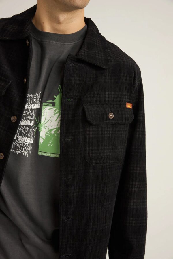 Cord Check Overshirt Black - Image 3