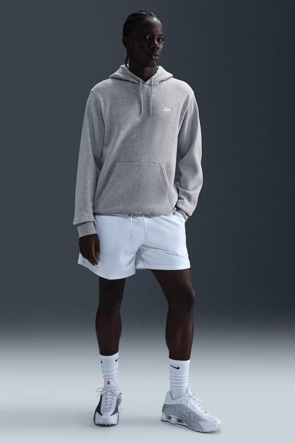 Nike Club BB Pullover Fleece Hoodie Dark Grey Heather Light Smoke Grey White - Image 3