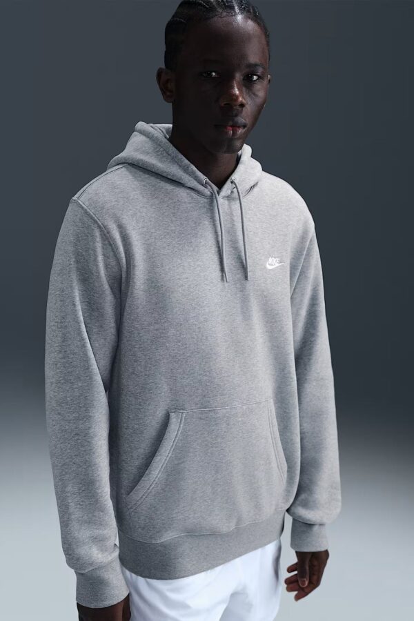 Nike Club BB Pullover Fleece Hoodie Dark Grey Heather Light Smoke Grey White