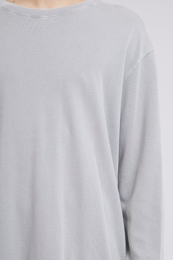 Pique Long Sleeve Tee Grey - Image 4
