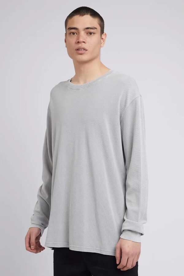 Pique Long Sleeve Tee Grey - Image 3