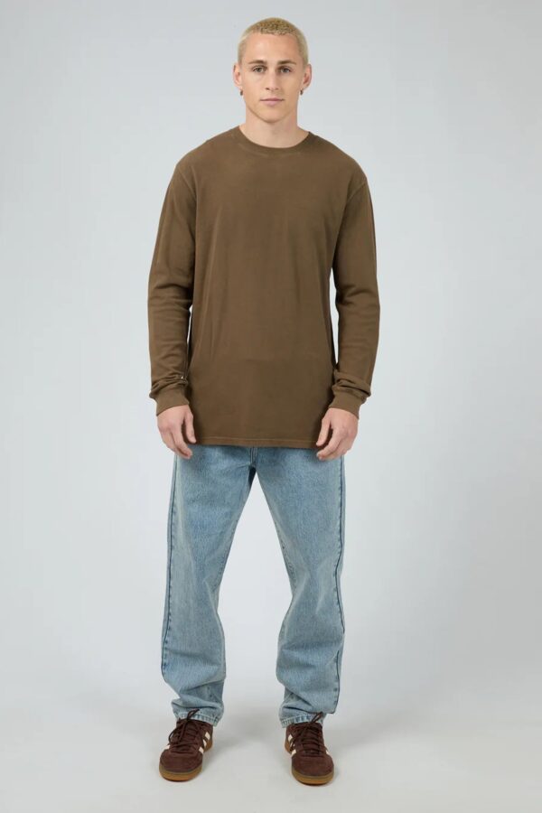 Pique Long Sleeve Tee Khaki - Image 5