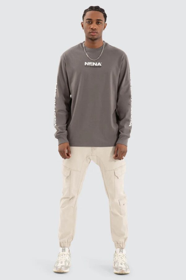 Public Relaxed Long Sleeve Tee Charcoal - Image 3